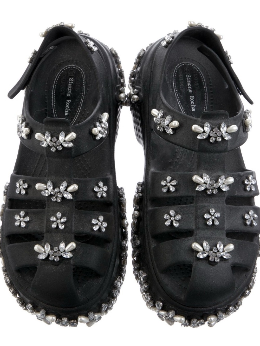 Simone Rocha Crocs Black Jeweled Platform Sandals